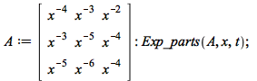 A := rtable(1 .. 3, 1 .. 3, [[`/`(1, `*`(`^`(x, 4))), `/`(1, `*`(`^`(x, 3))), `/`(1, `*`(`^`(x, 2)))], [`/`(1, `*`(`^`(x, 3))), `/`(1, `*`(`^`(x, 5))), `/`(1, `*`(`^`(x, 4)))], [`/`(1, `*`(`^`(x, 5)))...