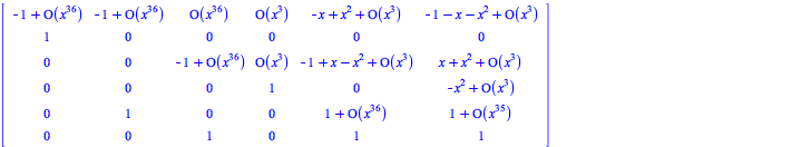 The first few terms in the transformation P in Q((x)):