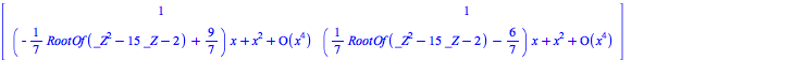 The first few terms of the transformation P in C((x)):