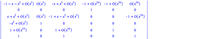 The first few terms of the transformation P in C((x)):