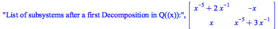 List of subsystems after a first Decomposition in Q((x)):