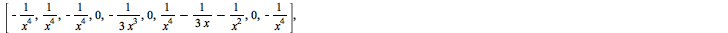 A := rtable(1 .. 9, 1 .. 9, [[`+`(`/`(1, `*`(`^`(x, 4))), `-`(`/`(1, `*`(x)))), `+`(`-`(`/`(`*`(`/`(1, 3)), `*`(`^`(x, 2))))), `+`(`/`(1, `*`(`^`(x, 4))), `-`(`/`(`*`(`/`(1, 3)), `*`(`^`(x, 2)))), `-`...