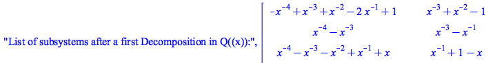 List of subsystems after a first Decomposition in Q((x)):