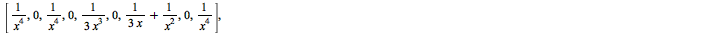 A := rtable(1 .. 9, 1 .. 9, [[`+`(`/`(1, `*`(`^`(x, 4))), `-`(`/`(1, `*`(x)))), `+`(`-`(`/`(`*`(`/`(1, 3)), `*`(`^`(x, 2))))), `+`(`/`(1, `*`(`^`(x, 4))), `-`(`/`(`*`(`/`(1, 3)), `*`(`^`(x, 2)))), `-`...